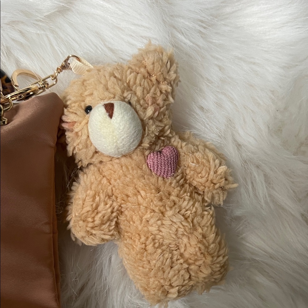 Burberry Converted Brown Shoulder Bag with Tortoise Chain and Fuzzy Bear - Picture 4 of 7